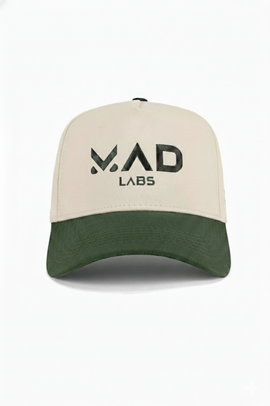 MAD LABS LOGO STRAPBACK HAT - CREAM AND GREEN image 0