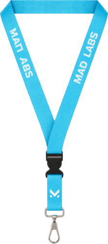MAD LABS Lanyard Light Blue White Logo