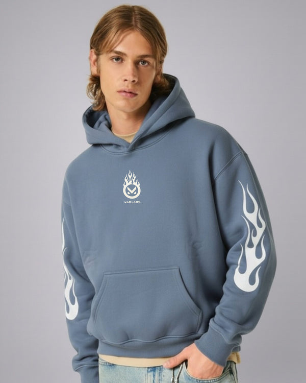 MAD LABS Light Blue Washed Fire Hoodie