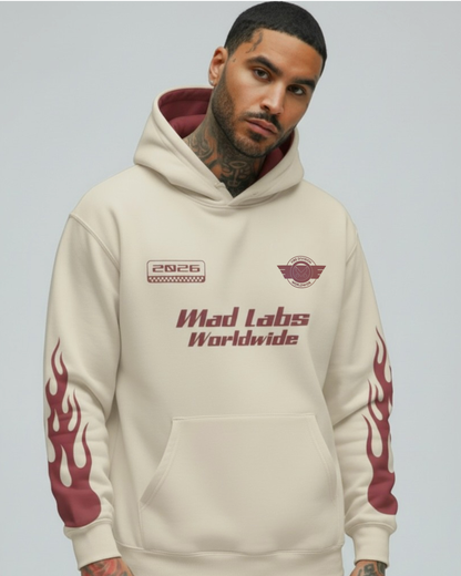 MAD LABS CREAM FIRE HOODIE