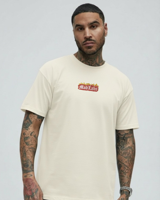 Mad Labs Fire Logo T-Shirt – Cream