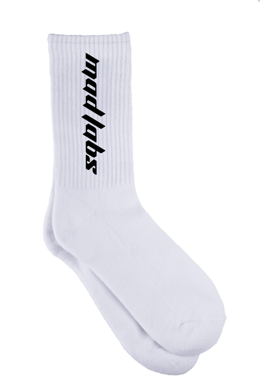 MAD LABS CREW SOCKS – WHITE image 0