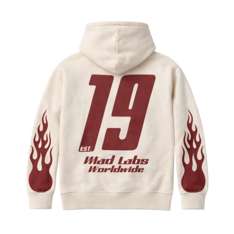 Cream 19 Fire Hoodie BACK
