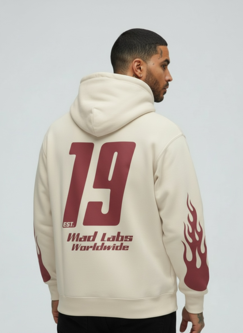 Model Cream Fire 19 Sweatshirt BACK